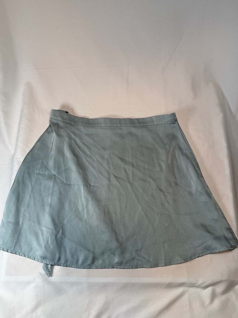 Altar'd State Sage Green Satin Wrap Mini Skirt